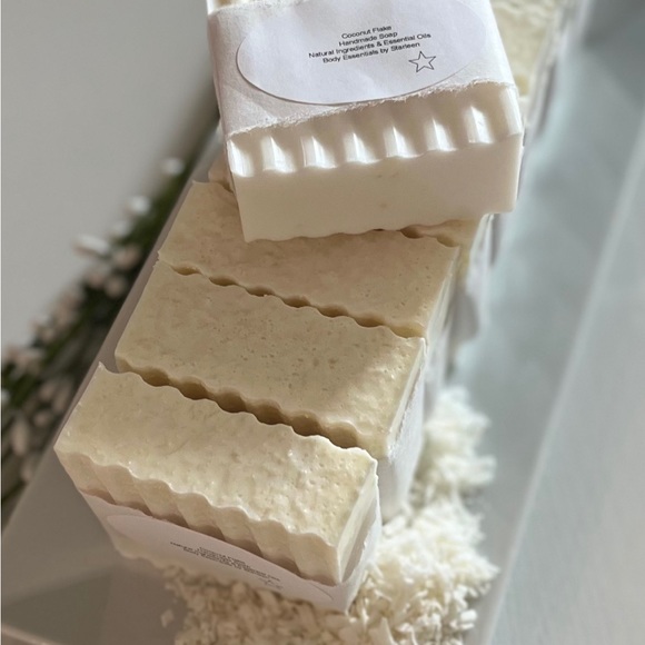 HAND CRAFTED  Soap | Coconut with Organic Coconut Flakes. Handmade - Picture 3 of 4